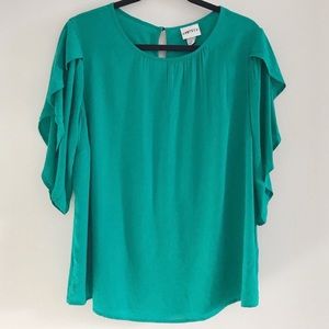 NWT Emerald Green Flowy Top | Draped sleeves